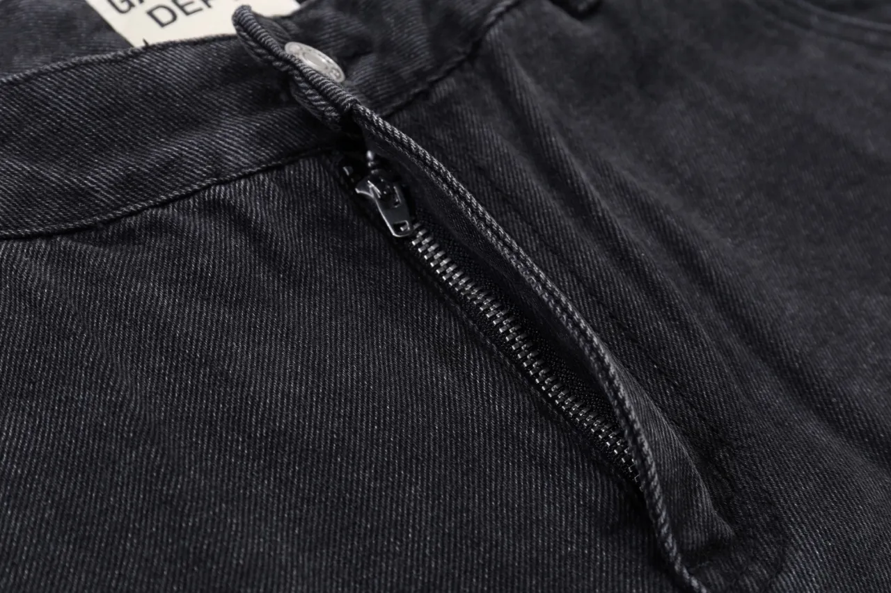 653#Gallery Dept New Hand-painted Ink Splash Patches Spliced ​​Cloth Overalls Logging Pants Distressed Washed Splicing Micro-Large Jeans Beautiful Trendy Pants Versatile Casual Pants Black Gray Khaki S~XL P290